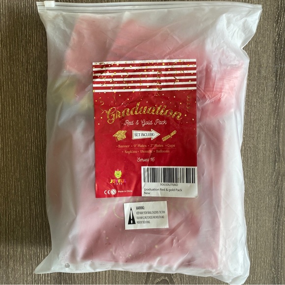 Red And Gold Graduation Party Supply Pack serves 16 - Picture 2 of 7